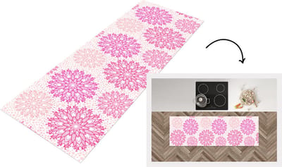 Keukenloper - Loper keuken - Christmas - Sterren - Roze - Patronen - 150x50 cm - Keukenloper vinyl