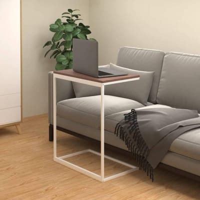 Bijzettafel - Tafel Kleine tafel - Woonkamer inrichten - C-vormig ontwerp - 55x35x66 cm - Wit