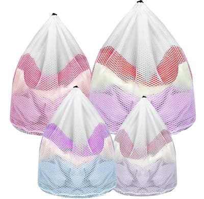 Thijox - 4 Stuks Waszakken Wasmachine, Grote Wasnet, Herbruikbaar Netzak voor Wasgoed, 40x30 cm met Koordstopper, Beschermt Kleding en BH, Zacht en Ad