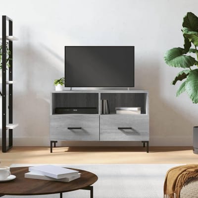 TV Meubel - Mediabureau Dressoir - Media Opslag - Carved Wood Design - 80x36x50cm - Sonoma Grijs
