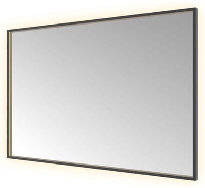 Hotbath &More SQU128 Square spiegel 120x80cm met verlichting, spiegelverwarming, kleurwissel, dimbaar en afstandsbediening geborsteld zwart PVD
