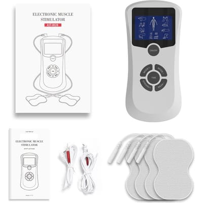 Elektrische Tens Spierstimulator Dubbelkanaals 8 Modus Massager Acupunctuur Digitale Therapie Gezondheid Massage Gereedschappen Elektrostimulator wit