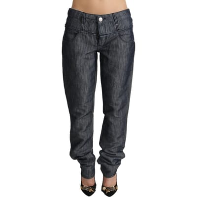 Acht Donkergrijze Ramie Mid Wijd Taille Rechte Denim Jeans
