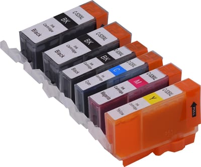KATRIZ huismerk inkt voor Canon 2X PGI525BK + 1X CLI 526BK + 1X CLI 526 Cyaan + 1X CLI 526 Magenta + 1X CLI 526 Geel (6stuks)  - Met chip