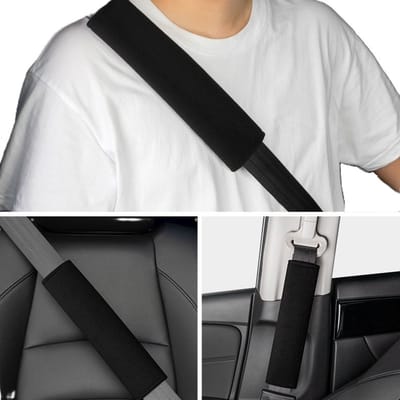 Gordelbeschermer - Auto veiligheid - Safety belt cushion pads – Gordelkussen - Universele gordelhoes – Zwart - LOUZIR
