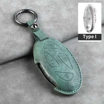 Leren Autosleutelhoes Cover Shell Fob Voor Hyundai Grand Prix Gn7 Ioniq6 Nuovo Kona Genesis Coupe Sonata Ix35 Beschermer Sleutelhanger gray