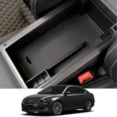 Compatibel met Skoda Superb B8 3V 2015-2022 2023 Centrale console organizer opbergbox Superb 3V Opslag Auto Middenconsole Tray Superb 3 Kombi accessoires (Zwart)