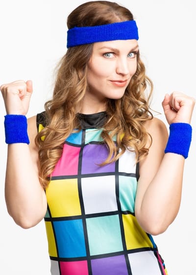 Partychimp Set Hoofdband Polsbandjes voor bij Carnavalskleding Dames Carnaval Accessoires Foute Party - Blauw - Polyester
