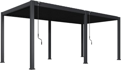 Rockford Aluminium Pergola 6 x 3 m - Overkapping vrijstaand met verstelbaar lamellendak - Veranda met geïntegreerd waterafvoer - Antraciet