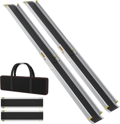 6 Ft Uitrekbare Drempelramp | 107-183Cm Rollstoel- En Scooterrampen | Anti-Verschuivende Aluminium Ramp | Draagkracht Tot 300Kg | Geschikt Voor Thuistreppen, Deuren En Traptreden NAIZY