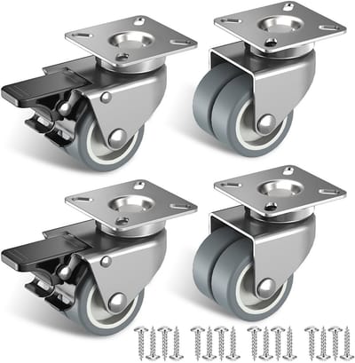 Zware Meubelwielen 50 mm met Veiligheidsrem - Set van 4 voor Strandstoelen