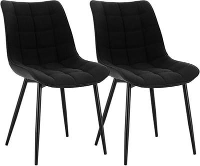 Eetkamerstoelen - Zwart - Fauteuils met armleuning - Linnen - Set van 2