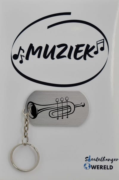 trompet Sleutelhanger inclusief kaart - trompet cadeau – trompet  - Leuk kado voor je vriend om te geven - 2.9 x 5.4CM