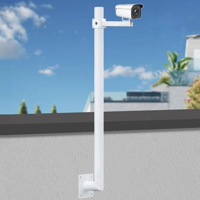 Camera Montagebeugel - L-vormige Beugel - Verbeterd Toezicht - Roestvrij Staal - 28 cm Dwarsarm - Wit