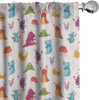 ABAKUHAUS kindergordijnen Spookachtig Monster – 2x75x175 cm – microvezel multicolor