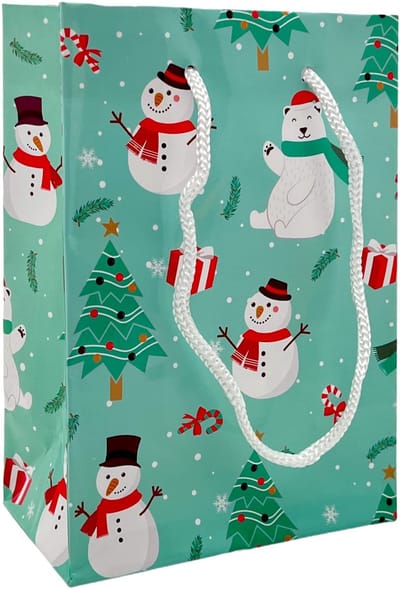 Dailygoods- Kerstzakjes herbruikbaar - Cadeautasjes - Papieren zakjes - Uitdeelzakjes - 24 stuks - 16 x 11,5 x 6 cm - Liefdevolle motieven - Cadeauzakjes
