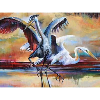 5D DIY Diamond Painting Roodgekroonde Kraan Borduurmozaïek Kruissteek Strass Decor 20X30CM beige