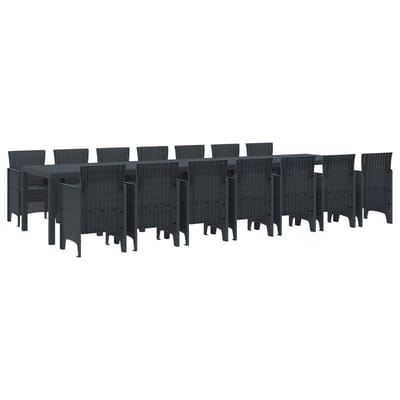 vidaXL - Tuin - eettafelset - met - kussens - 15 - st - Antraciet - PP