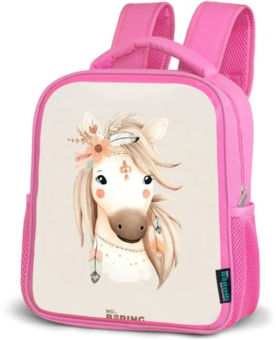 NoBoringSuitcases.com® - Rugzak roze - Schooltas meisjes - Bohemian paard in pastel kleuren - Kinder rugtas meisje - Boekentas kind - Kinderrugzak voor school - Schoolrugzak