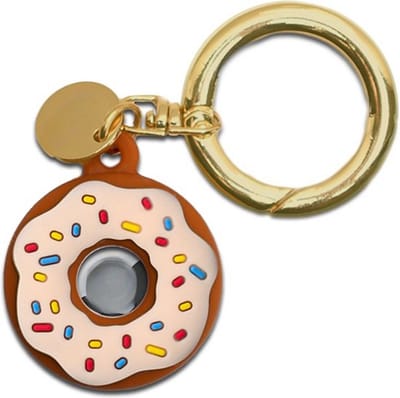 Knaak Sleutelhanger Donut - Geschikt voor Apple AirTag - Siliconen - Wit - Beschermhoes met Ring