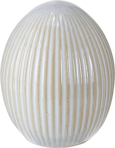 Paaseieren met groeven Keramiek Decoratief Ei Wit Grijs 7,5×9cm 4 stuk