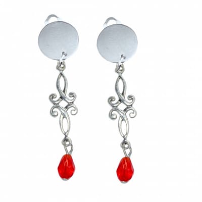 Clip oorbellen- tib -zilverkleur- rood- geen gaatje- Charme Bijoux
