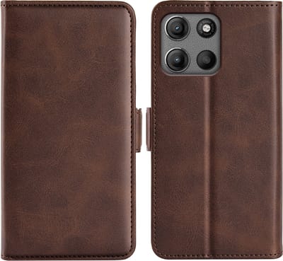 MobyDefend Hoesje - Geschikt voor Motorola Moto G15 / G15 Power / G17 / G17 Power - Luxe Wallet Book Case (Sluiting Zijkant) - Bruin