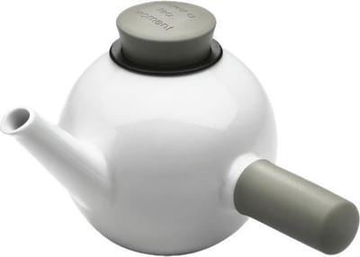 Qdo Theepot Porselein - Rond - Met Zijhandvat - 1 liter - Taupe