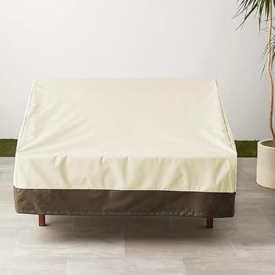 Tuinstoel hoes - Draaistoel beschermhoes - Meubels beschermen - Verstelbare pasvorm - 80x85x915 cm - Beige met koffiekleur