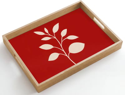 Dienblad hout 50x35 cm - Schootdienblad - Silhouet - Bladeren - Tak - Borrelplank rechthoek - Plateau dienbladen