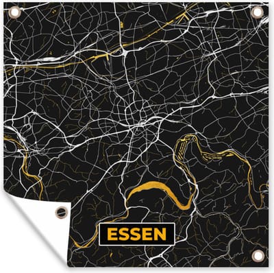 Tuin poster Essen - Goud - Stadskaart - Plattegrond - Kaart - Duitsland - 200x200 cm - Tuindoek