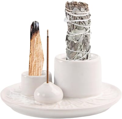 4-in-1 wierookhouder voor wierookstokjes, Palo Santo, salie en kaarsen, perfect voor meditatie en interieurdecoratie in huis