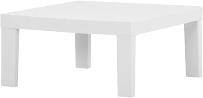 Loungetafel Kunststof - Tuin Bijzettafel - Buiten Ontspannen - Lichtgewicht Verplaatsbaar - 65x65x33cm - Wit