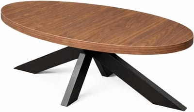 Ovale Salontafel - Bijzettafel Side Table - Woonkamer Inrichten - Melamine Blad - 120 cm - Bruin
