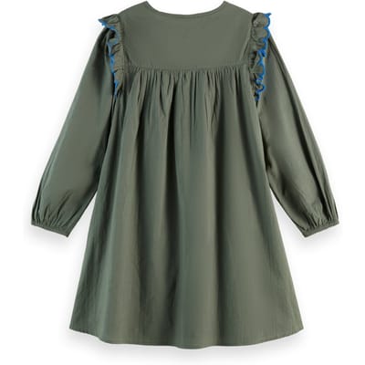 Scotch & Soda Girls Seersucker Embroidered Dress Thyme Taglia: 12 | Vestiti Outlet | kids