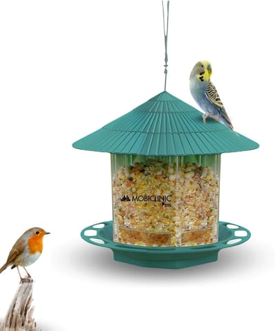 Hangende vogelvoeder voor buiten - 1,2 liter - 19,5x25x22,5 cm - Voor balkon en tuin - Decoratief en educatief