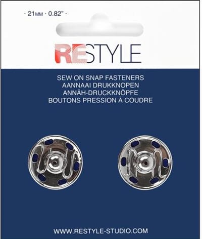 Aannaaidrukknopen 21mm zilver per 2 stuks