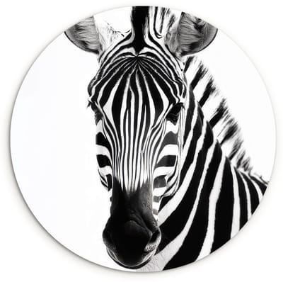 WallCircle® Wandcirkel 120x120 cm - Muurcirkel Zebra - Close-up - Zwart - Strepen - Muurdecoratie woonkamer - Wanddecoratie slaapkamer - Kamer decoratie accessoires - Ronde schilderijen XXL