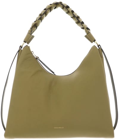 COCCINELLE Leren schoudertas Boheme Grana Double Shoulder Bag Seagrass / Sandshell kaki