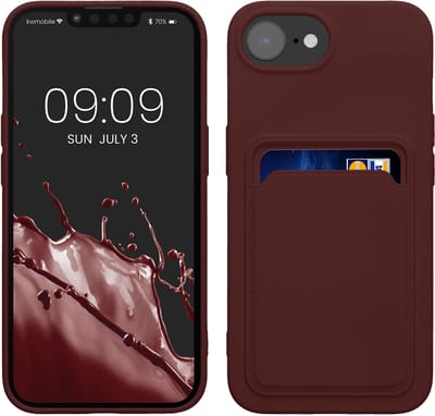 kwmobile telefoonhoesje geschikt voor Apple iPhone 17e / iPhone 16e - Hoesje met pasjeshouder - TPU case in wijnrood