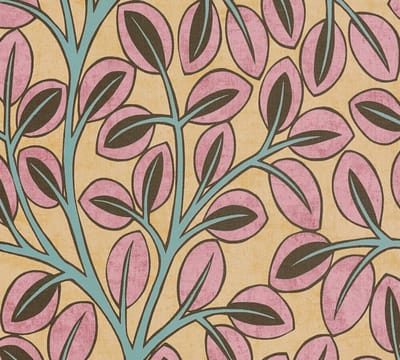 BLADEREN BEHANG | Retro - Geel Bruin Roze Blauw - A.S. Création Nordic Feeling