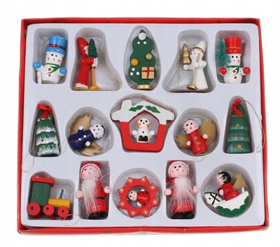Houten Kerstballen Set - Speelgoed voor Kinderen - 15 Stuks