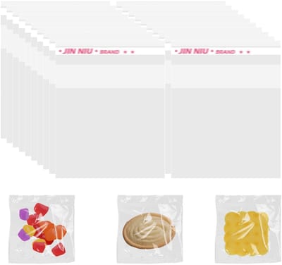 Dailygoods - 100 Kleine Cellofaanzakjes, Transparant en Hersluitbaar, Zelfklevend voor Koekjes, Snoep, Sieraden, Cadeaus en Haarspelden (7x7 cm)