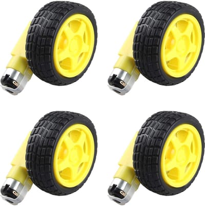 Allecto - Set van 4 Dubbele Ass DC Motoren met Wielen voor Arduino Robotprojecten