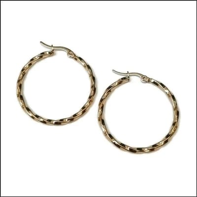 Gedraaide oorringen - Goudkleurig - RVS - 30mm - Oorbellen Dames