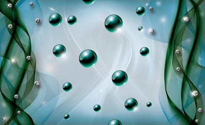Abstract Modern Pattern Blue Green Photo Wallcovering