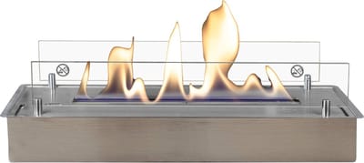 Xaralyn Bio-ethanol haard - bio-ethanol brander L - met inbouw-lip - Geborsteld RVS - 3 KW verwarming - bio-ethanol inbouwhaard - echte vlammen