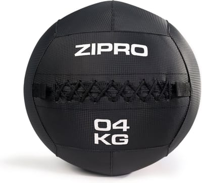 ZIPRO Medicijnbal 4kg - Medicine Ball - Fitness & Crossfit - Antislip Grip - Krachttraining - Zwart