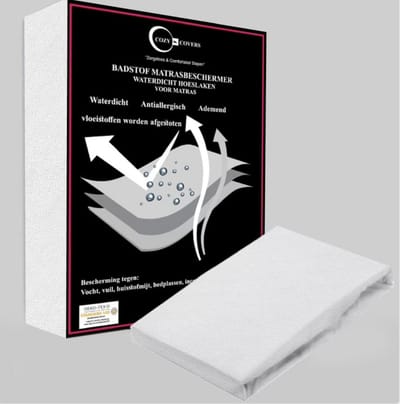 Cozy Covers Waterdicht Hoeslaken voor matras-Anti bacterieel-Rondom Elastiek-160x200 +30cm Hoekhoogte -2persoons - Wit