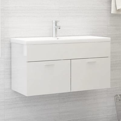 Badkamermeubelset - Gootsteenkast Wastafelkast - Badkamer Opbergen - Hoogglans Afwerking - 90 x 385 x 46 cm - Wit